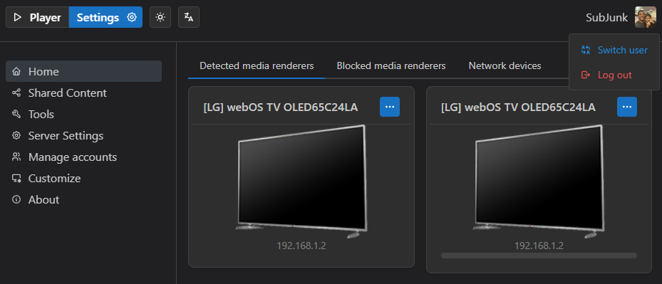 Příklad změny nastavení modu